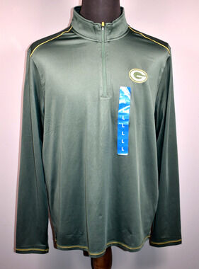 Mens NFL Antigua Apparel Green Bay Packers Green 1/4 Zip Large Pullover NEW